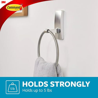 Command Towel Ring, Satin Nickel, 1 Holder, 2 Strips | Hand Towel Holder, For Bathroom Organization, Water Resistant, Damage-Free Hanging with Adhesive Strip, No Tools - color: Satin Nickel