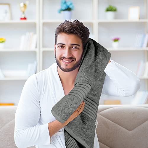 Utopia Towels 4 Pack Bath Towels Set, 27 by 54 Inches, 100% Ring Spun Cotton, Quick Dry, Highly Absorbent, Soft Feel Towels, Perfect for Daily Use, Grey | Soft Luxurious Ring Spun Cotton Bath Towels - Lightweight, Highly Absorbent, Quick-Drying, Ideal for