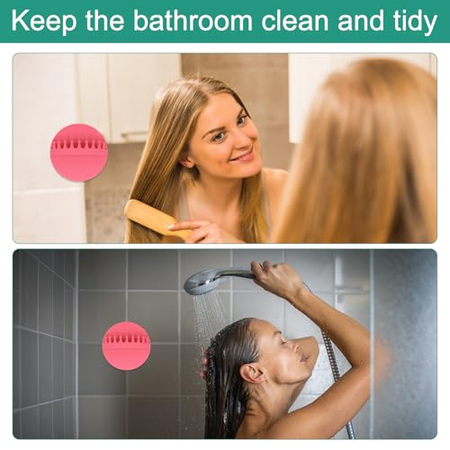 2pcs Shower Hair Catcher Wall, Suction Hair Collector for Shower, Reusable Silicone Grabber Catcher Trap for Drain Bath (Pink) - color: Pink