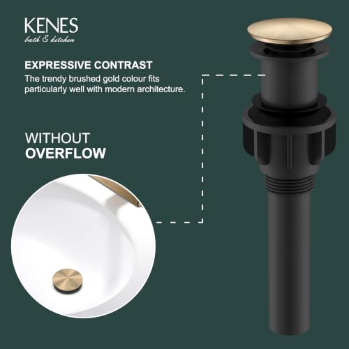 2 Pack Champagne Bronze Pop Up Bathroom Sink Drain Without Overflow | Bathroom Vanity Sink Drain Assembly, Built-in Anti-Clogging Strainer, Plastic Pop Up Drain for Bathroom Vanity Vessel Sink - color: Champagne Bronze X 2, size: Big Pop up Cap (Without O
