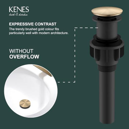 2 Pack Champagne Bronze Pop Up Bathroom Sink Drain Without Overflow | Bathroom Vanity Sink Drain Assembly, Built-in Anti-Clogging Strainer, Plastic Pop Up Drain for Bathroom Vanity Vessel Sink - color: Champagne Bronze X 2, size: Big Pop up Cap (Without O
