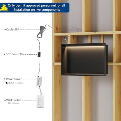 Qeke 18" X 12" Stainless Steel Shower Niche w/ 3 CCT Dimmable Light, Black | No Tile Needed Wall Niche, Recessed Niche w/ Light(3000K/4000K/6000K), IP66 Waterproof, Space Saving & Durable - color: Matte Black, size: 18" X 12"