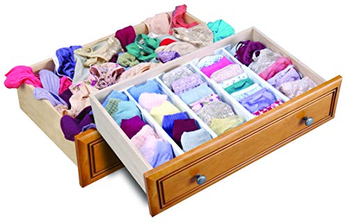 Dial Industries Adjustable Dresser Drawer Clothes Organizer Dividers, Set of 2, 4.5" Deep | Slides apart to fit drawers of any length, Separates socks, underwear and small items, Great for bedroom or bathroom drawers - size: 4.5 in Deep, (Set of 2)