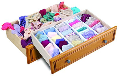 Dial Industries Adjustable Dresser Drawer Clothes Organizer Dividers, Set of 2, 4.5" Deep | Slides apart to fit drawers of any length, Separates socks, underwear and small items, Great for bedroom or bathroom drawers - size: 4.5 in Deep, (Set of 2)