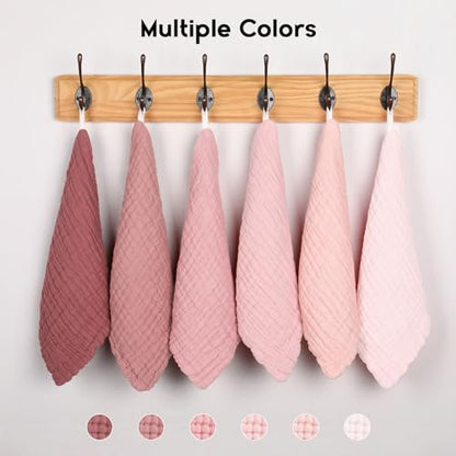 Unnivoll Muslin Burp Cloths Baby 12''X12'', Baby Washcloths 6 Pack, 100% Cotton Baby Wash Cloths Absorbent and Soft for Newborn Infants Kids Boys Girls - Gradient Pink - color: Gradient Pink