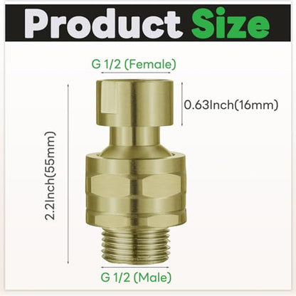 Shower Head Swivel Ball Adapter Brass Adjustable Shower Arm Connector Universal Showering Component Shower Arm Extension- Brushed Gold - color: brushed gold