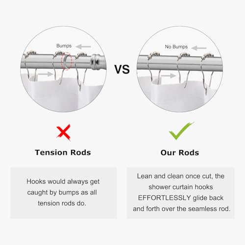 Naiture 304 Stainless Steel 36" Straight Shower Curtain Rod, Matte White | One-Piece Rod, Cut to Fit, Rustproof, Heavy-Duty Zinc Alloy Flange, Permanent Wall Mount, Mounting Hardware Included - color: Matte White, size: 36''