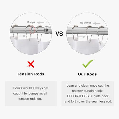 Naiture 304 Stainless Steel 60" Straight Shower Curtain Rod, White | One-Piece Rod, Cut to Fit, Rustproof, Heavy-Duty Zinc Alloy Flange, Permanent Wall Mount, Mounting Hardware Included - color: White, size: 60