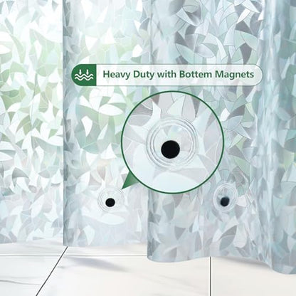 AooHome 72x72 Shower Curtain Liner - EVA 3D Decals Stained Glass Pattern Design Standard Bathroom Shower Curtain with Hooks, 5 Bottom Magnets, Heavy Duty, Water Repellent, Semi Transparent, 72x72 Inch - size: 72"W x 72"L (Pack of 1)