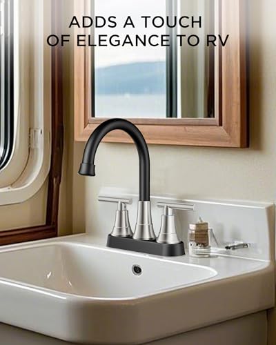 FORIOUS Black and Brushed Nickel Bathroom Faucet 4 Inch Centerset, Rv Sink | 8 Inch Widespread Bathroom Faucet 3 hole Vanity and 4 Inch Bathroom Faucet Centerset 2 Hole for B2B Commercial, Spare Aerator - color: Black&Stainless Steel, style: Classic