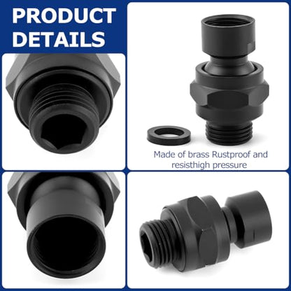 Shower Head Swivel Adapter, Adjustable Pivot Ball To Adjust Showerhead Angle, Universal All Metal Shower Arm Extension Connector, Showering Components(COLOR:Matte Black) - color: Matte Black