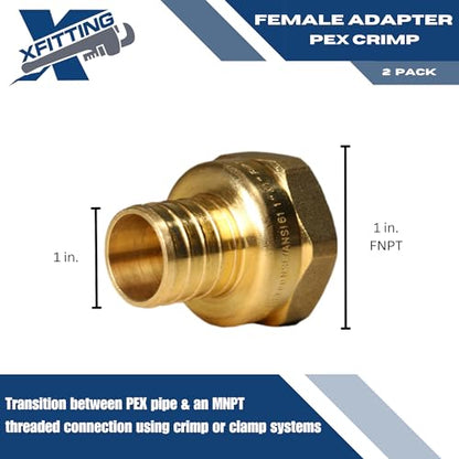2 Pack XFITTING 1 inch Pex x 1 inch Female NPT Adapter - size: 1" Pex x 1" Female