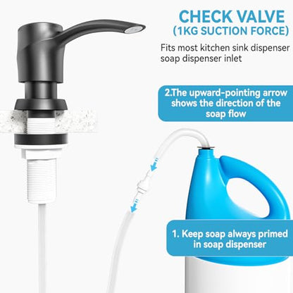 Kitchen Sink Soap Dispenser Black Matt Built-in Dispenser, ABS Dispenser Pump with 47”Extension Tube, No More Messy Refills(No Bottle) - color: Black Matt, style: 47'' Tube