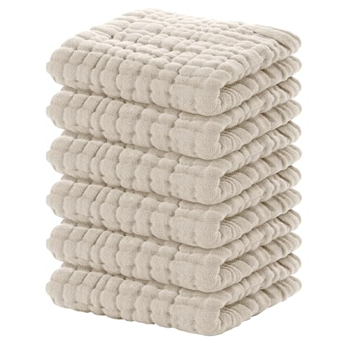 Yoofoss Muslin Baby Washcloths 100% Organic Cotton Face Towels 6 Pack Wash Cloths for Baby 12x12in Soft and Absorbent Baby Wipes (Apricot) - color: Apricot, size: 6 Pack