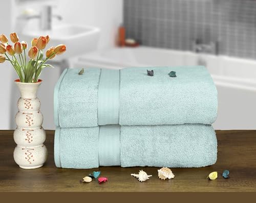 GLAMBURG 700 GSM Premium Oversized Extra Large Cotton Bath Sheet 35x70-100% Combed Cotton - Luxury Hotel & Spa Quality - Durable Ultra Soft Highly Absorbent - Sea Green - color: Sea Green, size: 2 Pack 700 GSM Bathsheet