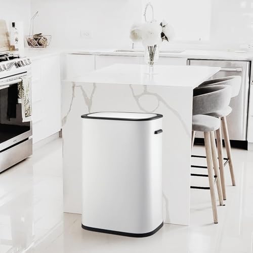 10.5 Gallon Smart Trash Can Touchless with Lid, 50L Motion Sensor Automatic Trash Can for Bedroom, Bathroom, Kitchen, Office, White