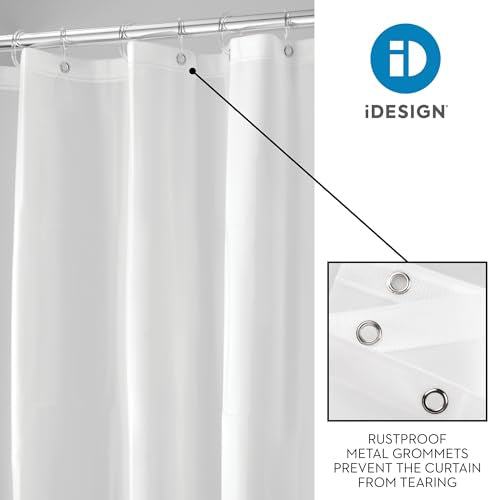 iDesign EVA Plastic Shower Curtain Liner, Mold and Mildew Resistant Plastic Shower Curtain for use Alone or With Fabric Curtain, 54 x 78 Inches, Frost | 54" x 78", 12 Metal Grommets - color: Frost, style: 54-Inch by 78-Inch