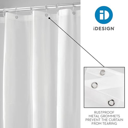 iDesign EVA Plastic Shower Curtain Liner, Mold and Mildew Resistant Plastic Shower Curtain for use Alone or With Fabric Curtain, 54 x 78 Inches, Frost | 54" x 78", 12 Metal Grommets - color: Frost, style: 54-Inch by 78-Inch