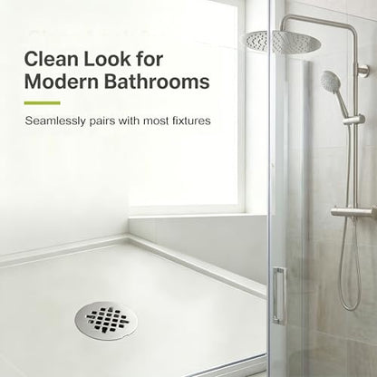 Shower Drain Cover Snap-in Hair Catcher - Brushed Nickel 2 Pack | Stainless steel， 4-1/4" OD round， Fits 2-7/8" pin spacing， Snap in easy install， Shower drain grid, strainer replacement. - color: Brushed Nickel