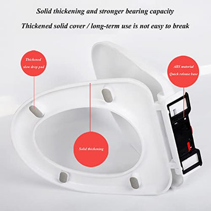 "Soft Close Toilet Seat with Quick Release – Design for Easy Cleaning & Installation, Top Fix/Bottom Fixed, White"