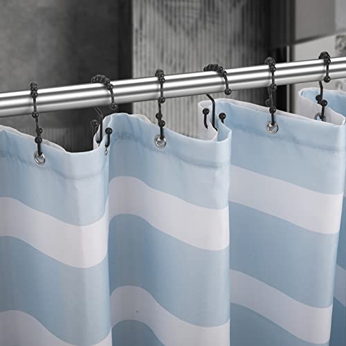 Titanker Black Shower Curtain Hooks Rings, Rust-Resistant Metal Double Glide Shower Hooks for Bathroom Shower Rods Curtains, Set of 12 Hooks - Matte Black - color: Black, style: Modern