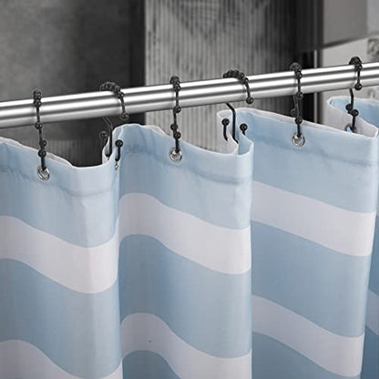 Titanker Black Shower Curtain Hooks Rings, Rust-Resistant Metal Double Glide Shower Hooks for Bathroom Shower Rods Curtains, Set of 12 Hooks - Matte Black - color: Black, style: Modern
