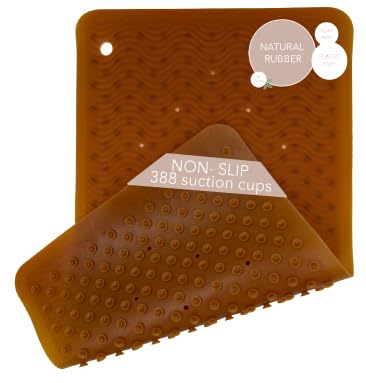 HEVEA Natural Rubber Big Bath Mat - Upcycled, Danish Design - Non Slip Bathtub Mat, 299 Suction Cups - Safe and Friendly Shower Mat for All Ages (Natural) - color: Natural, size: 29.5" x 13.4" (Rectangular)