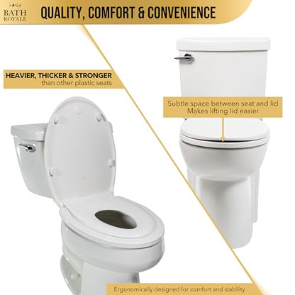 BATH ROYALE Potty Training Seat - Soft Close, Kingsport BR721-02, Elongated Almond/Bone, Adult/Child - color: Almond/Bone, size: Elongated