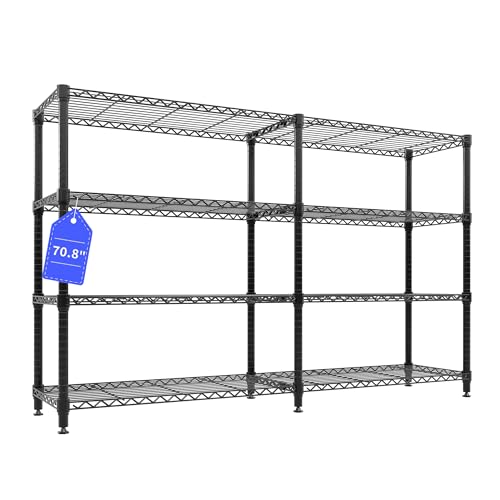 Garvee 70.8" W Storage Shelves Metal Shelving Unit Heavy Duty for Pantry - size: 4-Tier,70.8"W x 59.5"H x 15.8"D