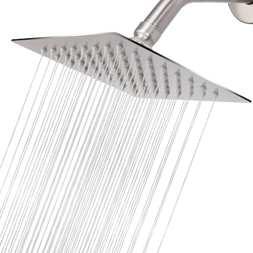 NearMoon Rain Shower Head, High Flow Stainless Steel Square Rainfall Shower, High Pressure Design, Awesome Shower Experience Even At Low Water Flow (6 Inch, Brushed Nickel) - color: Brushed Nickel, size: 6 Inch Square
