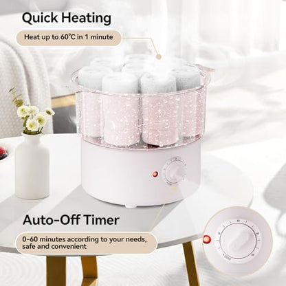 Mini Hot Towel Warmer - 1 min Steam & 60℃ in 20mins, Towel Steamer for Facials/Barber/Massage, Portable 2.4lbs Small Heater for Home Spa/Bathroom/Light Salon Use (Pink-X-Small) - color: Pink