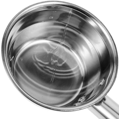Stainless Steel Water Ladle with Long Handle, Bath Rinse Cup and Soup Dipper, Flat Bottom Kitchen Scoop for Household and Bathroom Use, 25x16 Cm