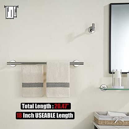 JQK Double Towel Bar Chrome, 20.5 Inch 304 Stainless Steel Thicken 0.8mm Towel Rack Bathroom, Towel Holder Polished Steel Wall Mount, Useable Length 18 Inch 2 Pack, TB100L18-CH-P2 - color: Polished Chrome, size: 20.5 Inch (2 Pack)