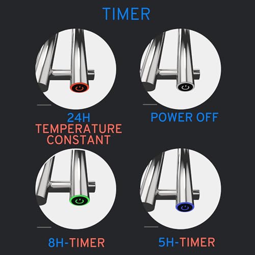 Heated Towel Rack, Towel Warmer with Timer, Wall Mounted hot Towel Warmer Rack for Bathroom, Hardwired or Plug-in Models Vertical Towel Heater Chrome - color: Polished