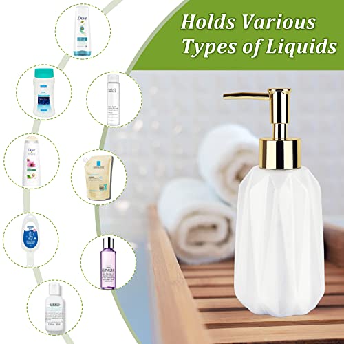 14OZ Hand Soap Dispenser for Bathroom and Kitchen, Ceramic (New White) | Refillable Hand Soap Dish Soap Dispenser, Great for Kitchen Sink, Liquid, Essential Oil & Lotion, Pump Dispenser Bottle - color: New White
