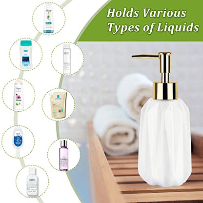 14OZ Hand Soap Dispenser for Bathroom and Kitchen, Ceramic (New White) | Refillable Hand Soap Dish Soap Dispenser, Great for Kitchen Sink, Liquid, Essential Oil & Lotion, Pump Dispenser Bottle - color: New White