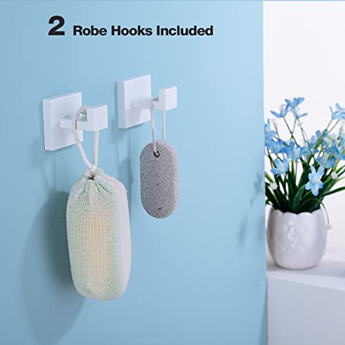 TRUSTMI 5-Piece Bathroom Hardware Set Wall Mount, White | SUS304 stainless steel, laser-welded seamless, 23.6" bar, 10.6" ring, 6.3" holder, 2 hooks, hardware included - color: White