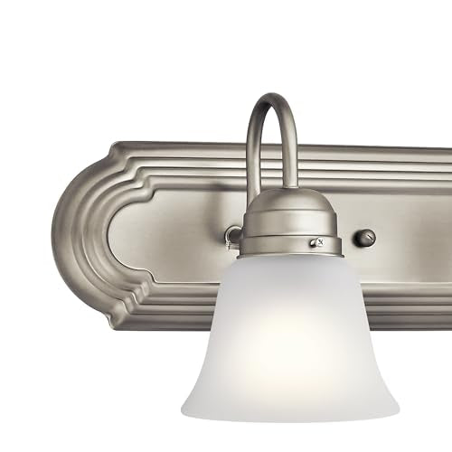 Kichler 30" 4-Light Vanity Bath Light in Brushed Nickel, Modern Bathroom Light with Clear Satin Etched Glass, (30" W x 8" H), 5338NIS - color: Brushed Nickel, size: 30"
