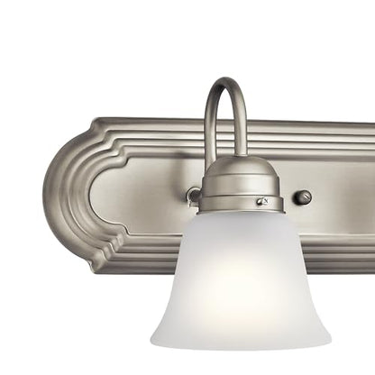 Kichler 30" 4-Light Vanity Bath Light in Brushed Nickel, Modern Bathroom Light with Clear Satin Etched Glass, (30" W x 8" H), 5338NIS - color: Brushed Nickel, size: 30"