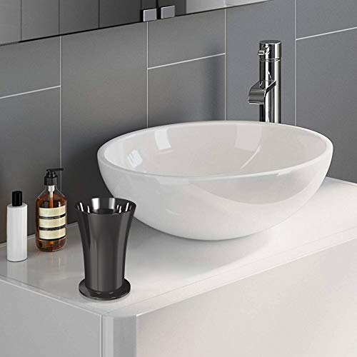 nu steel Midnight Metal Cup for Bathroom Vanity Countertops for Rinsing,Drinking, Storing Dental Accessories and Organizing Makeup Brushes,Eye Liners-Black Nickel