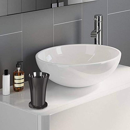nu steel Midnight Metal Cup for Bathroom Vanity Countertops for Rinsing,Drinking, Storing Dental Accessories and Organizing Makeup Brushes,Eye Liners-Black Nickel