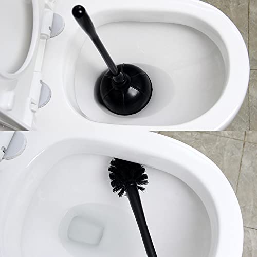 Casaphoria Toilet Plunger and Bowl Brush Combo for Bathroom Cleaning,Bathroom Accessories, Dark Black - style: Long_handle