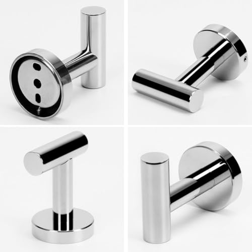 NearMoon Bath Towel Hooks- SUS 304 Stainless Steel Robe Hook Holder, Heavy Duty Coat Hook for Bathroom Livingroom Hotel Kitchen Garage, Wall Mounted (Chrome Finish, 3 Pack) - color: Chrome Finish, size: 3 Pack