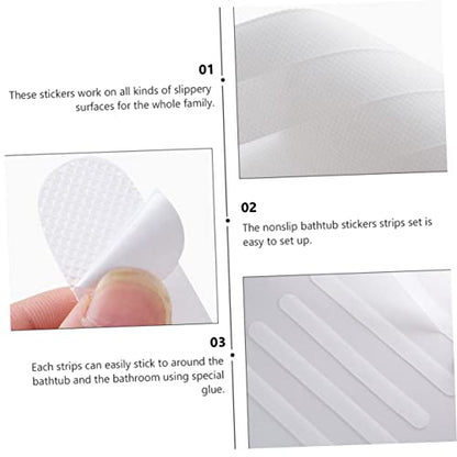 Mobestech 2sets Bathroom Skid Strips Self Adhesive Non Slip Stickers for Shower Bathtub Stairs Pools Safety Tread Stickers for Enhanced Slip Resistance and Elegant Design 20pcs*2