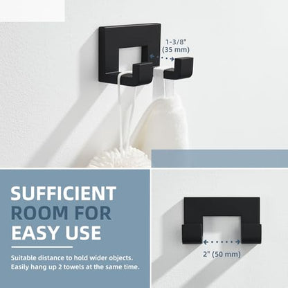 Angle Simple Double Towel Hook, Bathroom Hand Towel Holder, Matte Black | Rustproof SUS304 Stainless Steel Robe Coat Hook, Space Saving Home Storage for Kitchen Shower Entryway RV, Screws Mounted - color: Matte Black