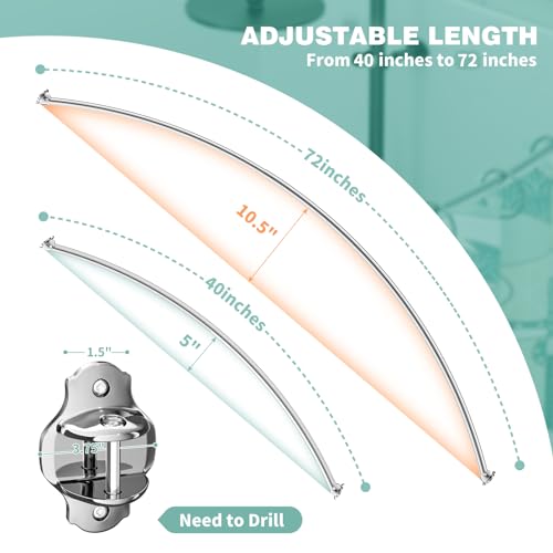Mcrbeay Curved Shower Curtain Rod, Stainless Steel, Adjustable 40-72 inch | Heavy Duty, Extra Wide Round Shower Rod for Bathroom, Shower Stall, Bathtub, Rustproof, Silver - color: Silver, size: 40-72 Inches