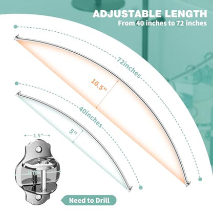 Mcrbeay Curved Shower Curtain Rod, Stainless Steel, Adjustable 40-72 inch | Heavy Duty, Extra Wide Round Shower Rod for Bathroom, Shower Stall, Bathtub, Rustproof, Silver - color: Silver, size: 40-72 Inches