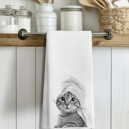 Funny Cat Hand Towels, Cat Gifts for Women, Funny Cute Hand Towels for Bathroom,16x24 Inches - color: Cat-2