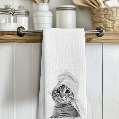 Funny Cat Hand Towels, Cat Gifts for Women, Funny Cute Hand Towels for Bathroom,16x24 Inches - color: Cat-2