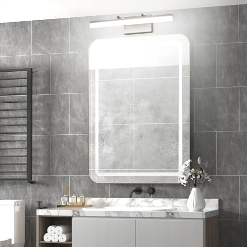 Aipsun Brushed Nickel Vanity Light Adjustable 20 inch Modern LED Bathroom Light Fixtures Over Mirror Rotatable Vanity Lighting 5500K - color: Brushed Nickel, size: 19.7 in